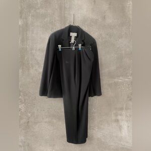 Liz Claiborne Collection Black Pant Suit Set Blazer Jacket & Trousers Size 8